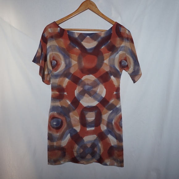 Alice +Olivia silk watercolor abstract shift dress - Picture 3 of 4